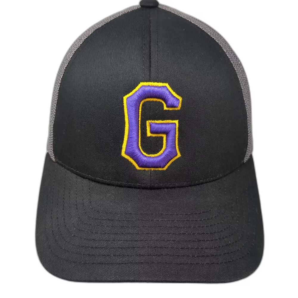 Pacific Headwear Trucker Hat Black Gray OS Snapback Mesh Embroidered Letter G